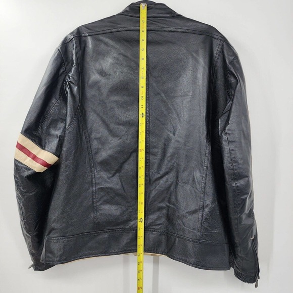 Vintage WILSON LEATHER M.JULIAN Moto Jacket Asymmetric Sleeve Stripes Mens XL - Picture 11 of 16